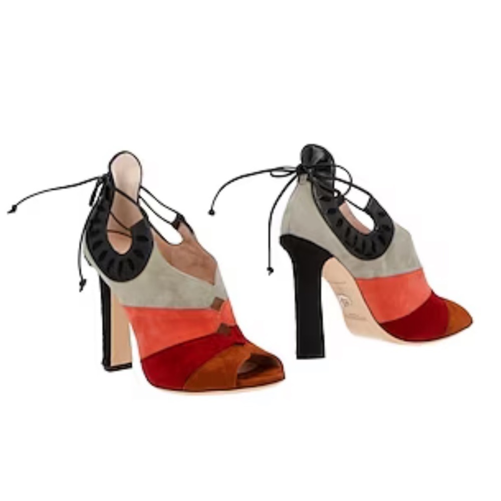 PAULA CADENARTORI color block open toe heels. Size 37.5 Made in Italy